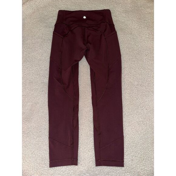 Lululemon Women’s Burgundy Maroon Athletic Leggings Size 6 EUC - Picture 6 of 12
